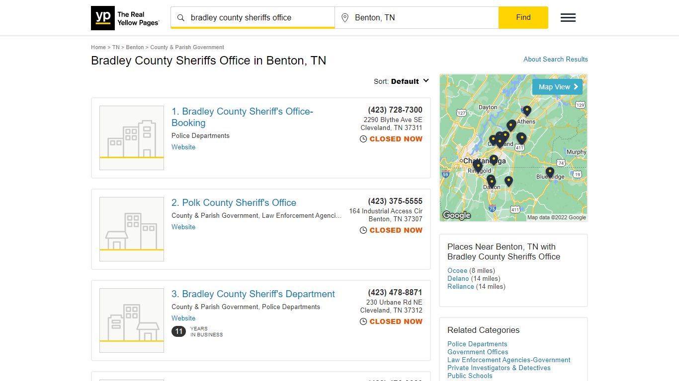 Bradley County Sheriffs Office in Benton, TN - yellowpages.com